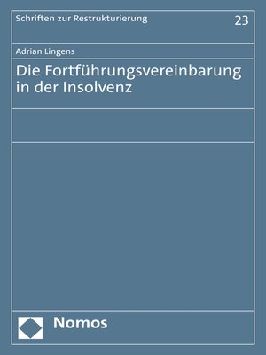 cover image of Die Fortführungsvereinbarung in der Insolvenz